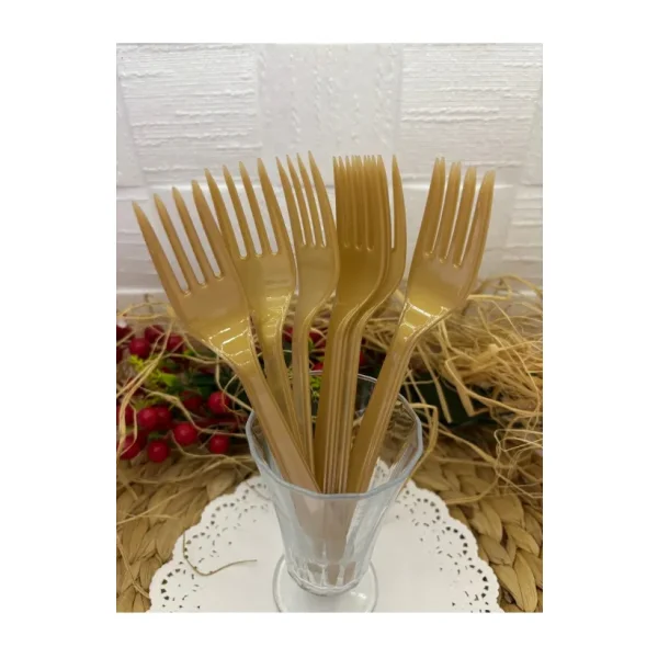 Deniz Party Store Gold Altın Plastik Kullan At Çatal 25 Li Paket