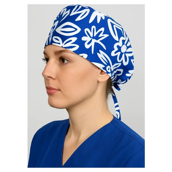 Desenli Mavi Doktor Hemşire Aşçı Cerrahi Bone Hastane Bone Bandana M452