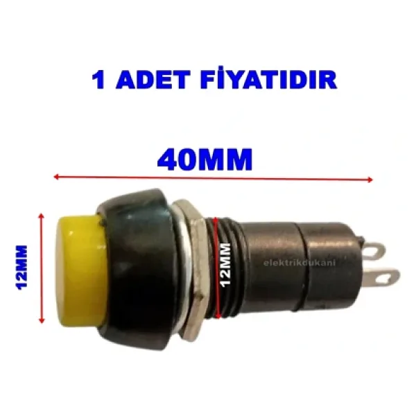Ender Plastik Sarı Yuvarlak Yaylı Buton Anahtar 12MM