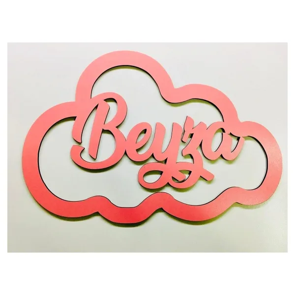 estölye Kapı Süsü Isimli Bulut Kasnak,makrome Bulut,makrome Isimlik 35x24 Cm