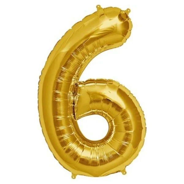 EveFix Şekilli Supershape Gold Rakam Folyo Balon 6 Numara