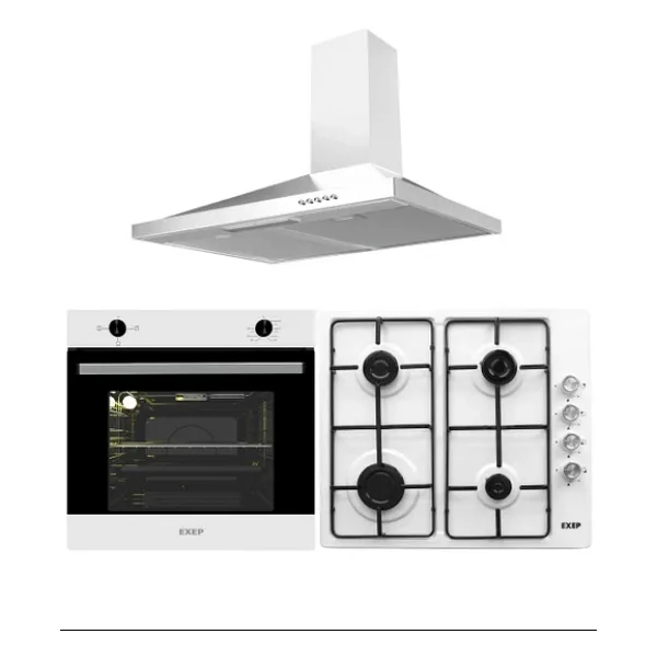 Exep Basıc Beyaz Ankastre Set (Ed400-Eo330-Ef200)