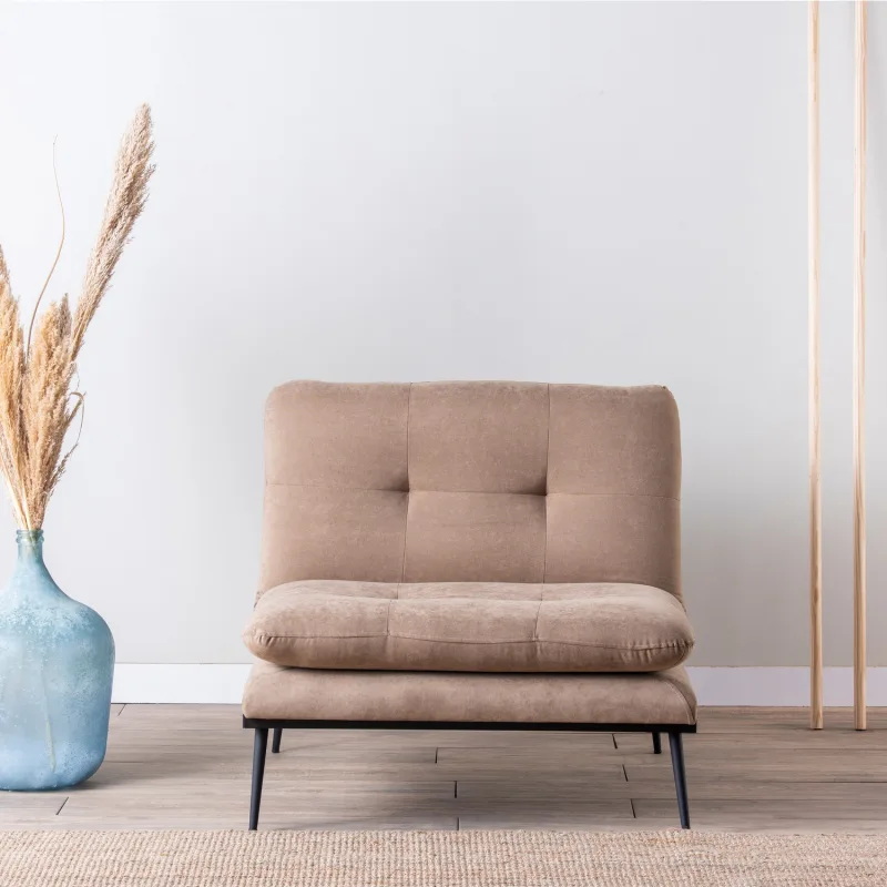 Futon Martin Yataklı Tekli Koltuk Berjer Vizon