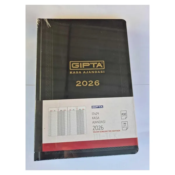 Gıpta Ajanda 2026 17x24 cm Ticari Kasa Ajandası, 432 Sayfa, Siyah