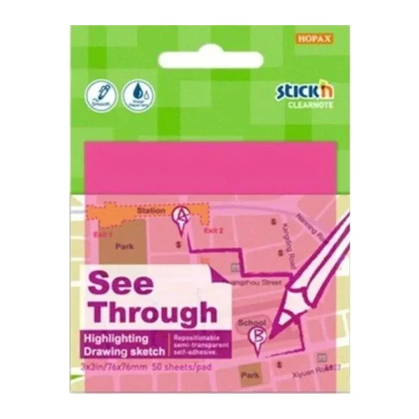 Hopax Notkğt. Stickn 76X76 Yarı Saydam Neon Pembe 50Yp