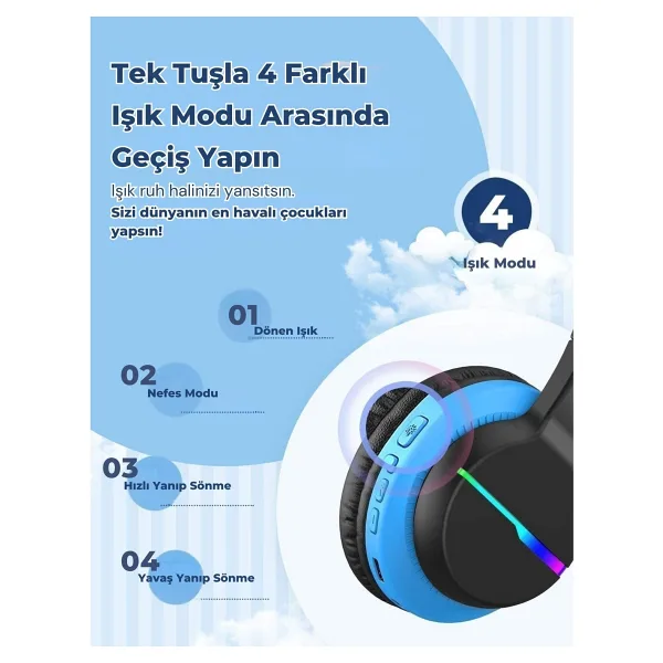 İclever Bth12 Siyah Kulak Üstü Çocuk Bluetooth Kulaklık
