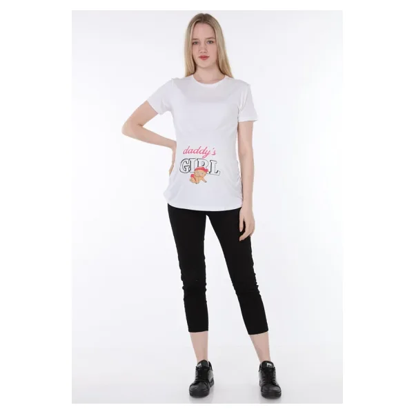 IŞŞIL 4477-Babasının Kızı Viskon Hamile Kısa Kol T-shirt