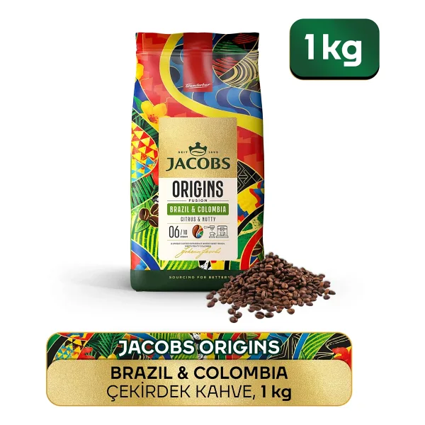 Jacobs Origins Brazil Colombia Çekirdek Kahve 1 kg