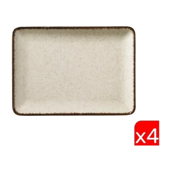 Kütahya Porselen Moderna Tan18x13dus2730p02 18x13 cm 4'lü Dikdörtgen Tabak