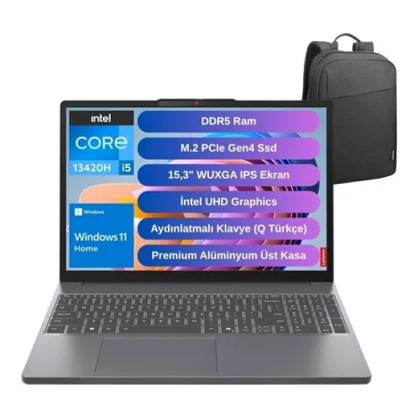 Lenovo IdeaPad Slim 3 15IRH10 83K100Q0TR i5-13420H 16 GB 1 TB SSD UHD Graphics 15.3" WUXGA Notebook