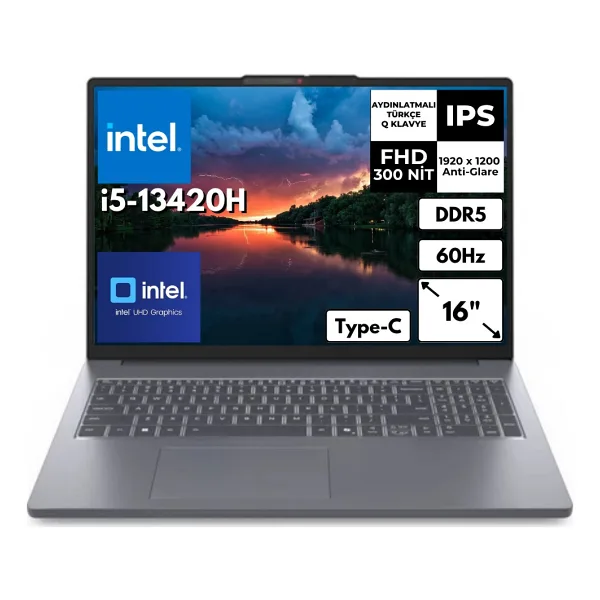 Lenovo IdeaPad Slim 3 16IRH10 83K20073TR i5-13420H 24 GB 1 TB SSD UHD Graphics 16