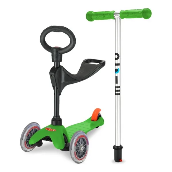 Micro Mini 3 in 1 Deluxe MMD010 Yeşil 3 Tekerlekli Oturaklı Çocuk Scooter