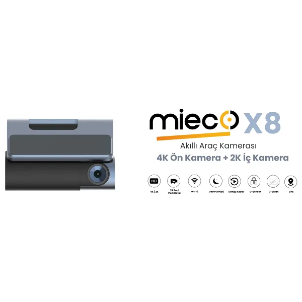 Mieco X8 Ön ve Arka Araç Kamerası Seti
