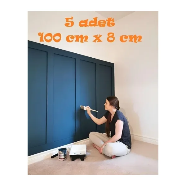 MİMES Iskandinav Duvar Çıtası 5 Adet 100 Cm x 8 Cm Dekoratif Duvar Çıtası Boyanabilir Duvar Dekoru Efsane