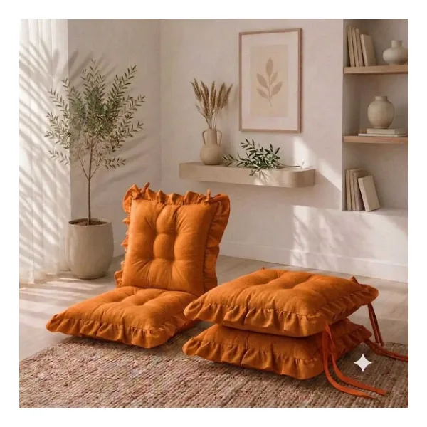 MoMMe SAÇAKLI SANDALYE MİNDERİ 45X45 CM TURUNCU 4 ADET