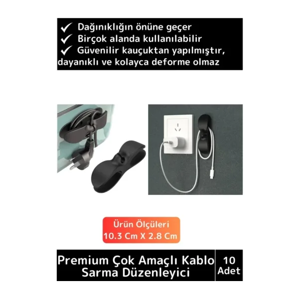 Premium Bilgisayar Notebook Şarj Kablosu Fön Airfryer Mutfak Çok Amaçlı Kablo Sarma Düzenleyici 10Ad