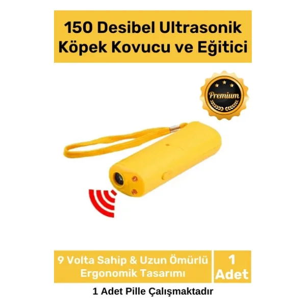 Premium Ürün 9 Volt 150 Desibel Ergonomik Ultrasonik Pilli Ledli Flaş Köpek Uzaklaştırıcı Eğitici