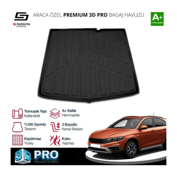 S-dizayn Fiat Egea Cross 3d Pro Bagaj Havuzu 2020 Üzeri A+ Kalite