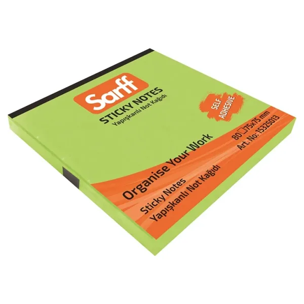 Sarff 75X75MM Neon Yeşil Yapışkanlı Not Kağıdı - 80YP