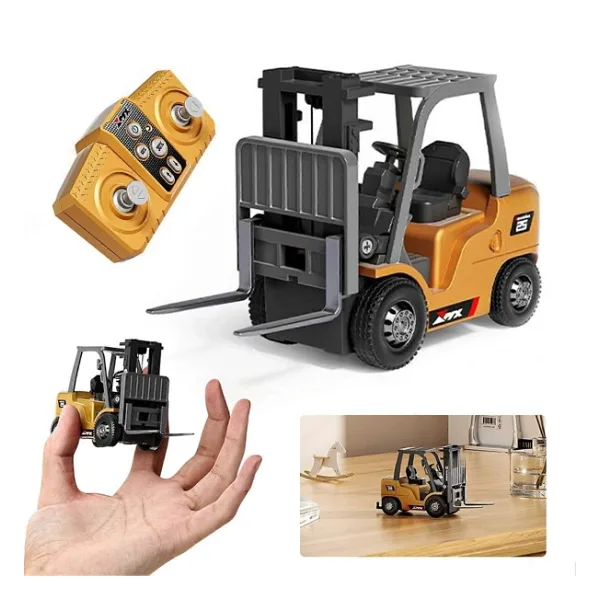 Şarjlı Mini Metal Forklift (Uzaktan Kumandalı) - Kumandadan Hareketli, Gerçekçi İnşaat Deneyimi!