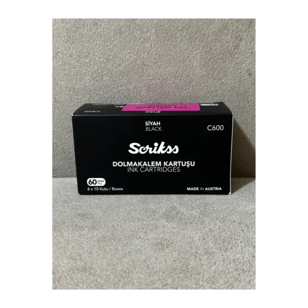 Scrikss Kartuş Dolma Kalem Kartuşu 6'lı Blister 10'lu Paket Siyah