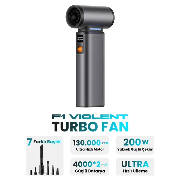 SEYUTECH F1 Violent Turbo Jet Fan Süpürge Özellikli 130000RPM Ultra Güçlü Motor Güçlü Vakum 4000MAH Bataryalı