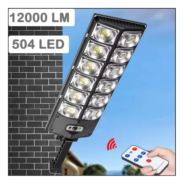 Sge Teknoloji Solar 12000 Lümen 504 LED Hareket Sensörlü Kumandalı Bahçe Sokak Garaj Ev Aydınlatma Lambası Işık