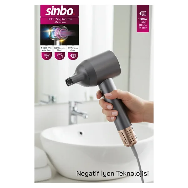 Sinbo SHD-1738 1500 W Graphite Gray Saç Kurutma Makinesi