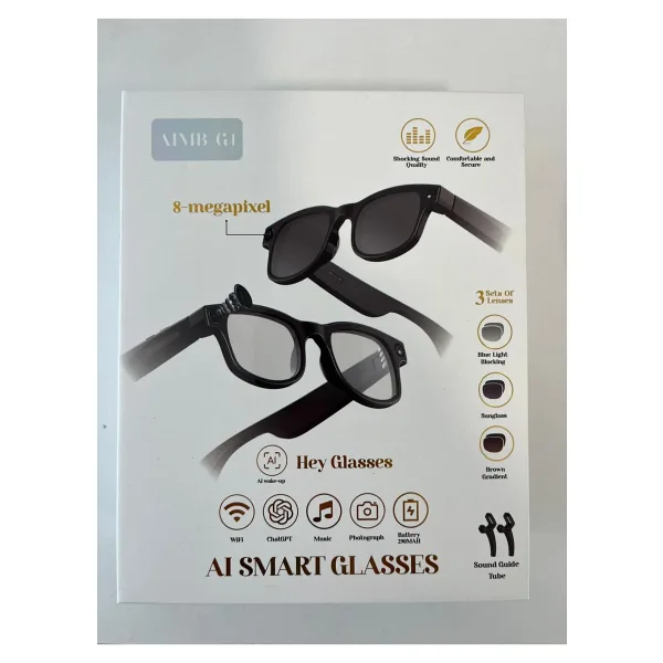 Smart Glass AI SMART GLASSES ChatGPT Akıllı Gözlük - Yapay Zeka Gözlük (AI), Kamera, Bluetooth, Müzik, IPX5