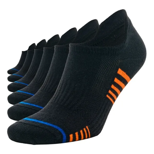 SONNORS 6 Çift Çizgili Sneaker Siyah Kadın Erkek Pamuklu Spor Çorap