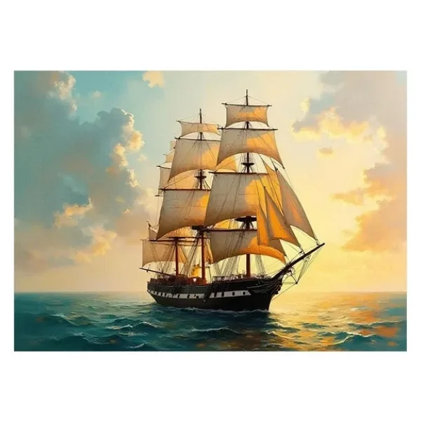 Tarihi Yelkenli Gemi Çizimi Art Mdf Poster 25cmX 35cm
