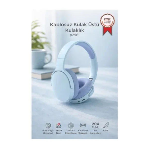Torima P2961 Mavi Kulak Üstü Bluetooth Kulaklık