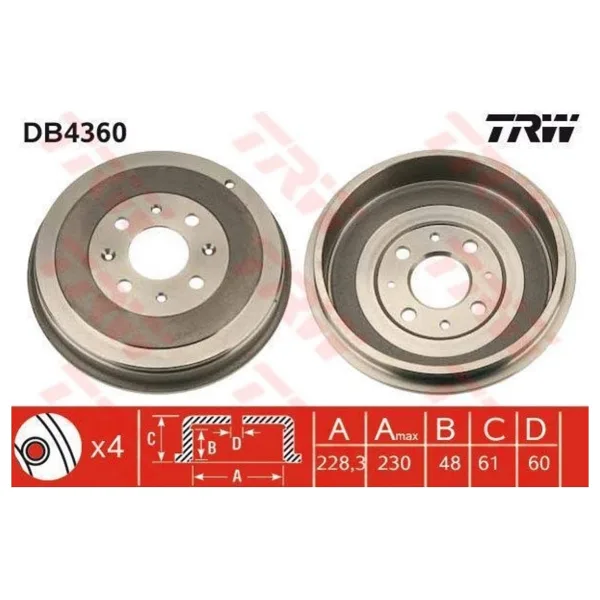 TRW DB4360 Fren Kampanası Punto Evo 09- / Corsa D 06- Adam 13-