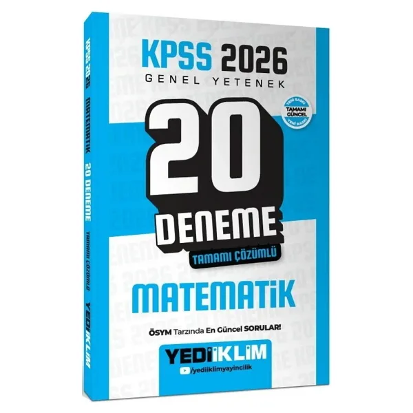 Yediiklim Yayınları 2026 KPSS Matematik Tamamı Çözümlü 20 Deneme