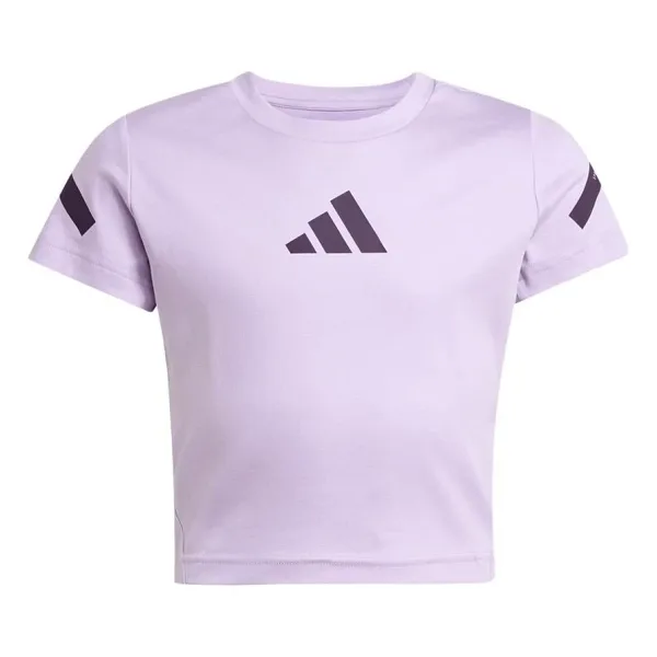 Adidas Z.N.E. Fitted JW2408 Mor Kısa Kollu Bisiklet Yaka Çocuk Crop Tişört