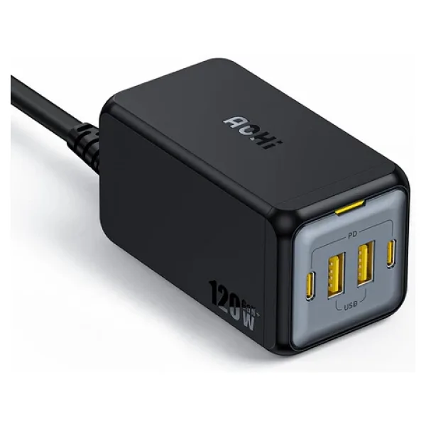 Aohi Magcube 4 Portlu Masaüstü USB Şarj İstasyonu, GaN+ 120W Hızlı Şarj Cihazı