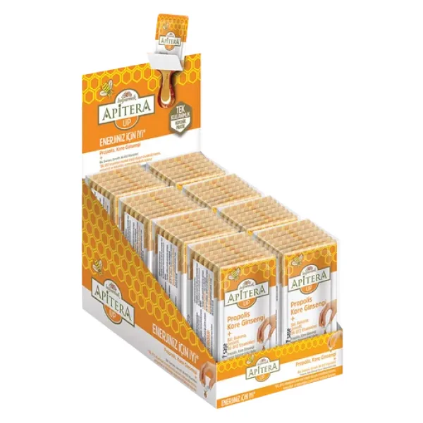 Apitera UP Doğal Bal, B Vitaminleri, Kırmızı Ginseng, Guarana ve Propolis İçeren Takviye Edici 56'lı Saşe