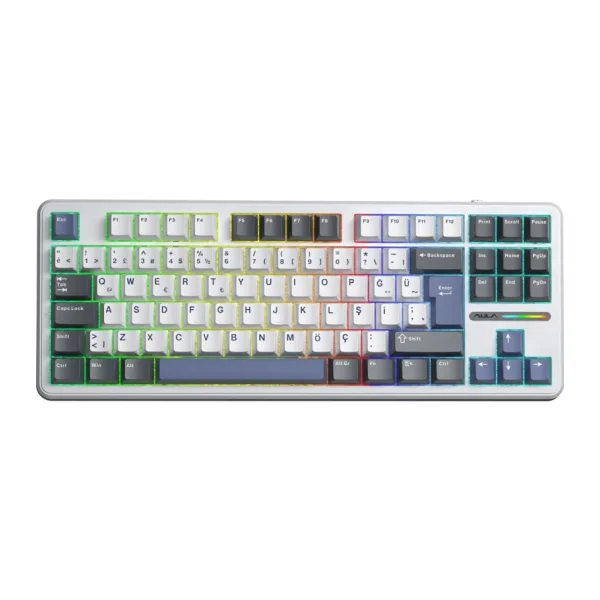 Aula F87 Pro Mavi RGB TKL Graywood V4 Switch Kablolu/Kablosuz Mekanik Oyuncu Klavyesi
