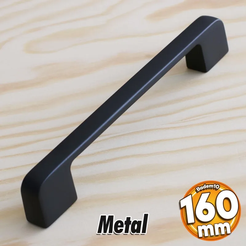 Badem10 Arel Kulp Mobilya Mutfak Dolabı Çekmece Dolap Kulpları Kapak Kulpu Kulbu Siyah 160 mm Metal
