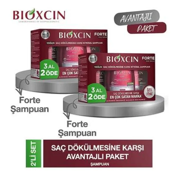 Bioxcin Forte 3x300 ml 2 Adet Saç Dökülmesine Karşı Şampuan