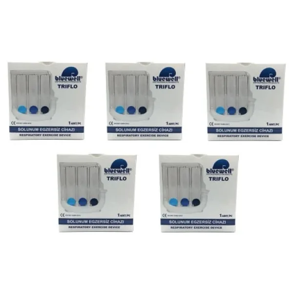 BLUEWELL Solunum Egzersiz Cihazı Triflo 3 Top 5 Adet