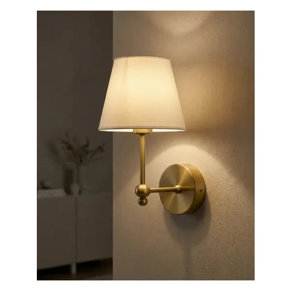 Buiva Modern Kablosuz Duvar Aplik Lampe Pilli Aplik Eskitme Gold Pil İle Çalışır Krem Abajur
