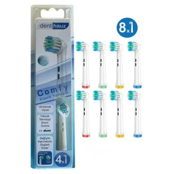 Comfy - Klasik Yumuşak Oral B Şarjlı Diş Fırçası Yedek Başlığı - 8 Adet Yedek Başlık
