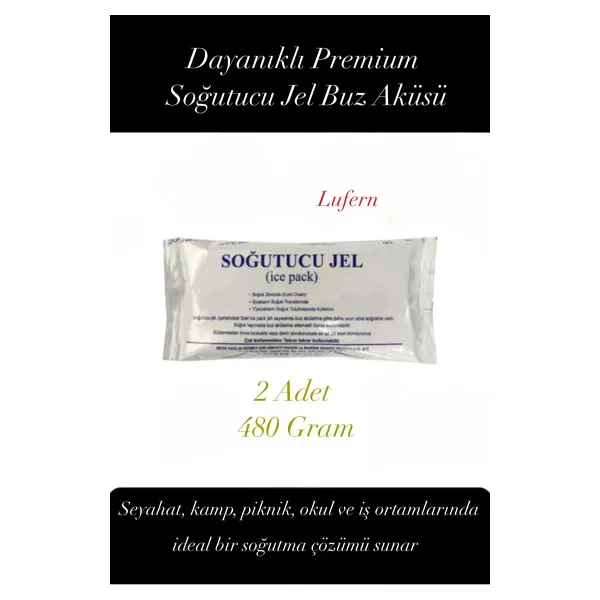 Dayanıklı Soğutucu Jel Poşet Buz Aküsü Malzeme Kamp Piknik Yolculuk Seyahat Yiyecek 480 gr 2 Adet