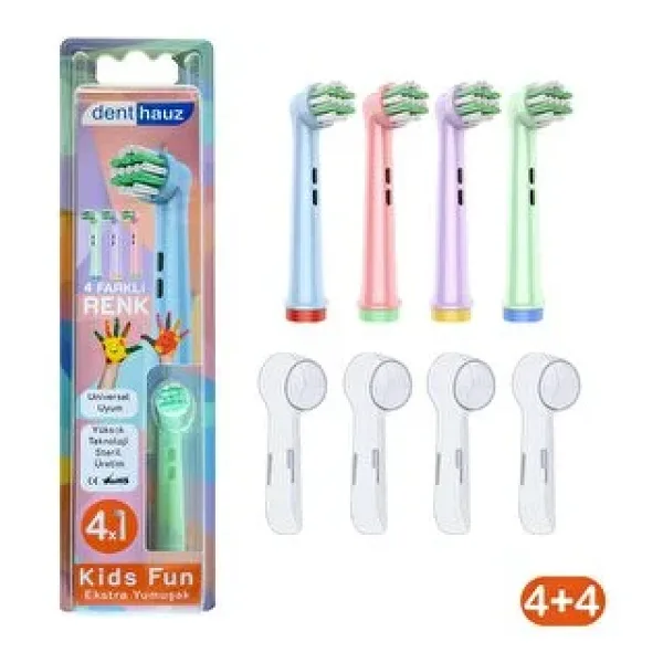 Denthauz Kids Fun - Narin Yumuşak Oral-B Uyumlu Diş Fırçası Başlığı + Fırça Koruma Kapağı