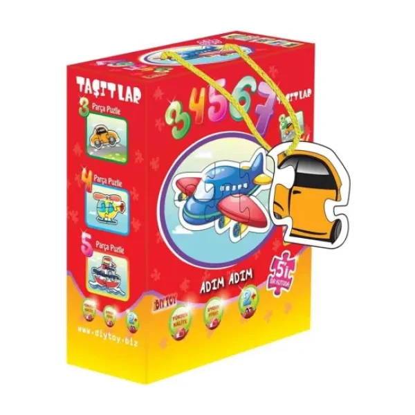 DIYTOY Taşıtlar Puzzle 2-4 Yaş Erkek Çocuklar İçin 25 Parça Eğitici Oyun