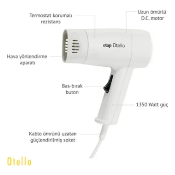 Etap Otello Duvara Monte Otel Tipi Saç Kurutma Makinesi