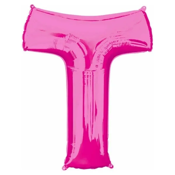 EveFix 1 Metre Pembe T Harfi Folyo Harf Balon Pembe Folyo Balon Sevgiliye Özel Pink T