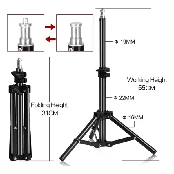 Fototek 2 m Light Stand Profesyonel Işık Ayağı 200 cm 3 kg Kapasiteli