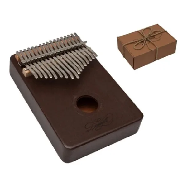 Kalimba Full Set - Hediye Paketi- Stant-Parmak Koruyucu Kahverengi